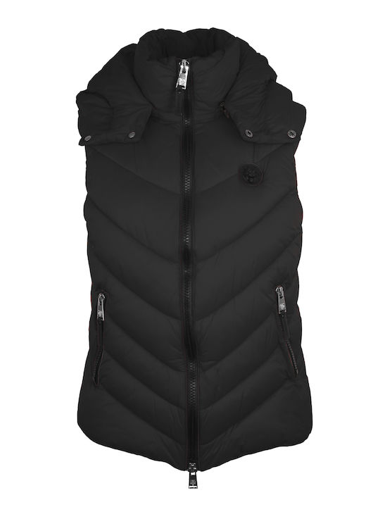 Philipp Plein Women's Short Lifestyle Jacket for Winter with Hood Black