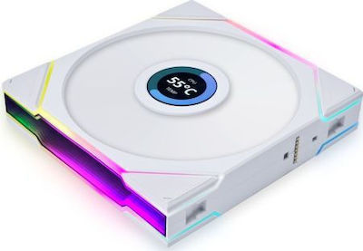 Lian Li UNI FAN TL LCD Case Fan 140mm with RGB Lighting and Connection 4-Pin PWM / 9-Pin 1pcs White