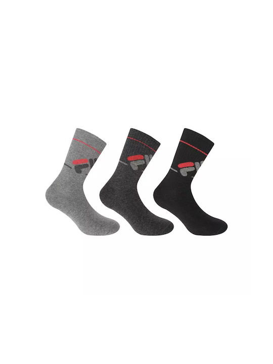 Fila Plain Normal Athletic Socks Black 3 Pairs