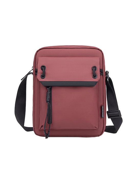 Arctic Hunter Fabric Shoulder / Crossbody Bag with Zipper, Internal Compartments & Adjustable Strap Red 22.5x7.5x29cm