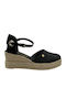 Anatomische Damenplattformen im Espadrilles-Stil Schwarz