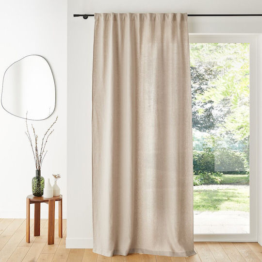 La Redoute Interieurs Κουρτίνα Παραθύρου με Τρέσα Μπεζ 250x140εκ.
