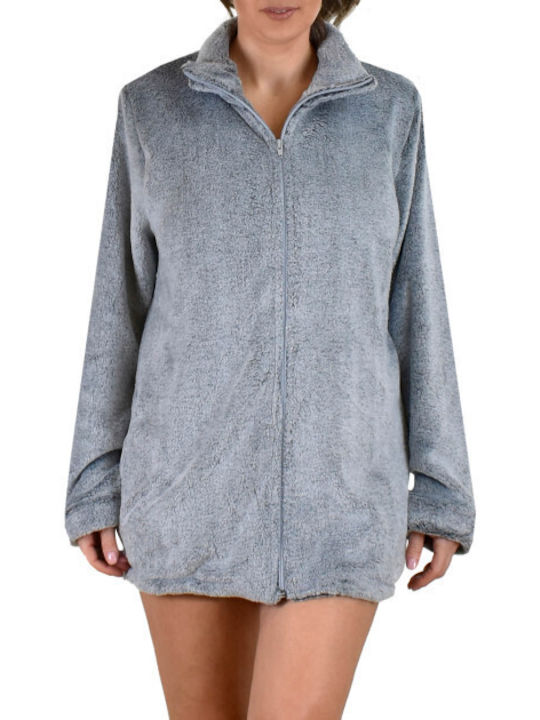 Secret Point Winter Women's Fleece Robe Grey