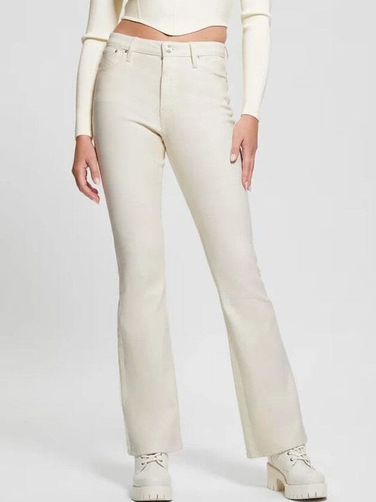Guess Women's Cotton Trousers Flare Beige