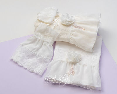 Christening Oilcloths Set Ecru with Flower Theme 6pcs