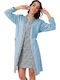 Tres Chic Winter Women's Robe with Nightdress Sky Blue