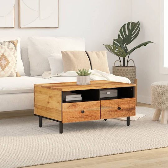 Rectangular Central Coffee Table Made of Solid Acacia Wood M80xW54xH40cm