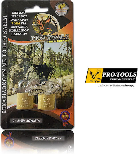 Steel Padlock Lengthened with Key 20mm 2pcs
