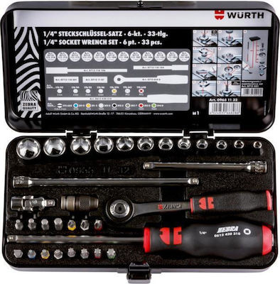 Wurth Set de chei tubulare și clichet 1\4" 33buc