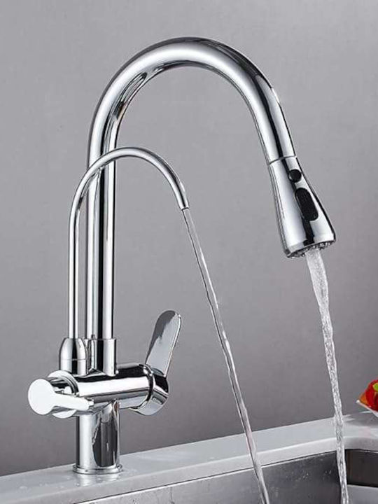 Poly Tall Kitchen Faucet Counter Silver