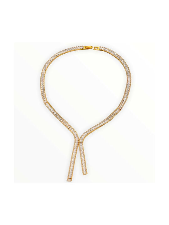 Baguette Necklace Gold Plated