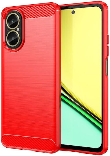 Brushed Carbon Back Cover Silicon Roșu (Realme C67)