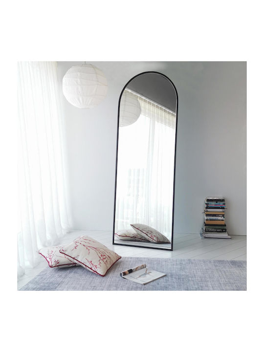 Aberto Design Arched Floor Mirror with Black Metal Frame 180x65cm