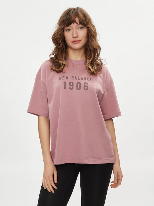 New Balance Γυναικείο Oversized T-shirt Ροζ