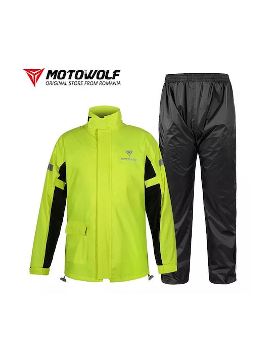 Motowolf Set impermeabil pentru pantaloni și jachetă de motocicletă pentru bărbați Green/Black