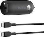 Belkin Car Charger Brown Fast Charging with Ports: 1xUSB 1xType-C with Cable Type-C