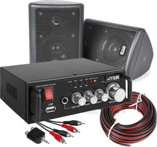 Soundsystem 2 AV340 + ODS40B 100.015 + Verkabelungen 100W mit Digitale Medien Player und Bluetooth