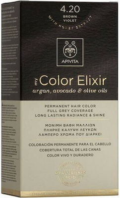 Apivita My Color Elixir Σετ Βαφή Μαλλιών Χωρίς Αμμωνία 4.20 Καστανό Βιολετί 125ml