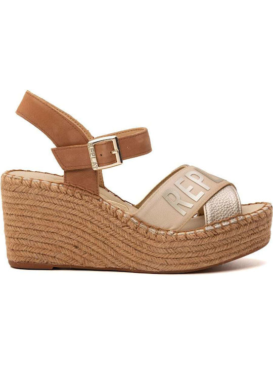 Replay Women's Ankle Strap Platforms Gold