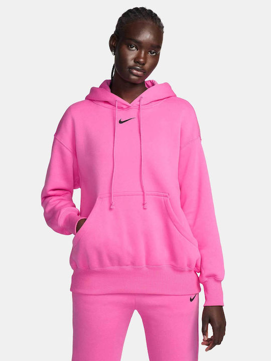 Nike Women's Long Hooded Fleece Sweatshirt Pink