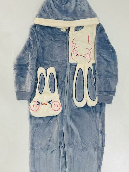 Cool Club Pijama întreagă pentru copii De iarnă Blue Iepuraș Cool Club Pijama întreagă pentru copii De iarnă Blue Iepuraș