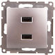 Kontakt-Simon Walled Power Socket with 2 USB Ports Gray