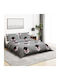 vidaXL Σετ Παπλωματοθήκη Βαμβακερή King Size με 2 Μαξιλαροθήκες 260x220cm Γκρι