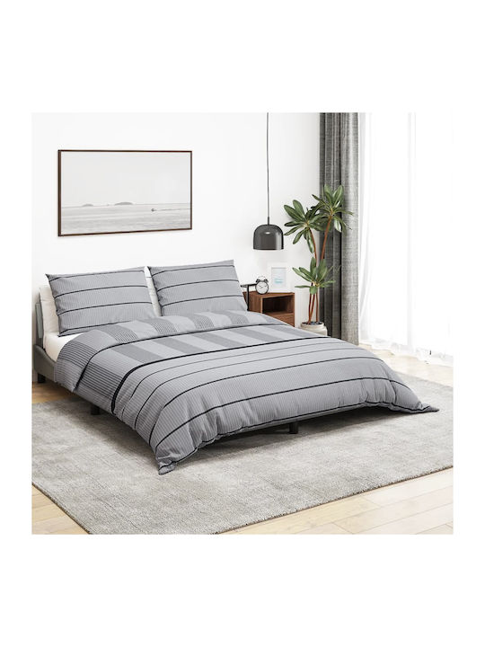 vidaXL Set Husă de Pilotă Bumbac Dublă cu 2 Fețe de Pernă 200x200 Gri