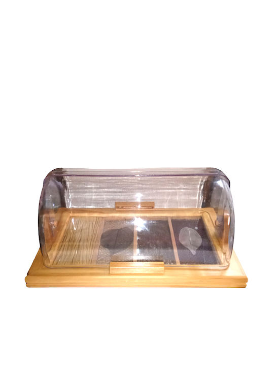 Etoile Wooden Bread Box with Lid Transparent 30x20x13.5cm