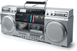 Muse Φορητό Ηχοσύστημα mit Bluetooth / CD-Spieler / MP3-Spieler / USB / Kassettenspieler / Radio in Silber Farbe