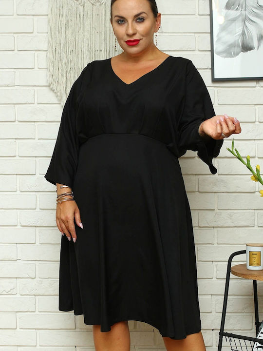 Karko All Day Long Sleeve Maxi Dress Black , Plus Size