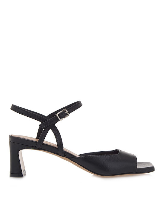 Made 94 Leather Women's Sandals Black with Low Heel