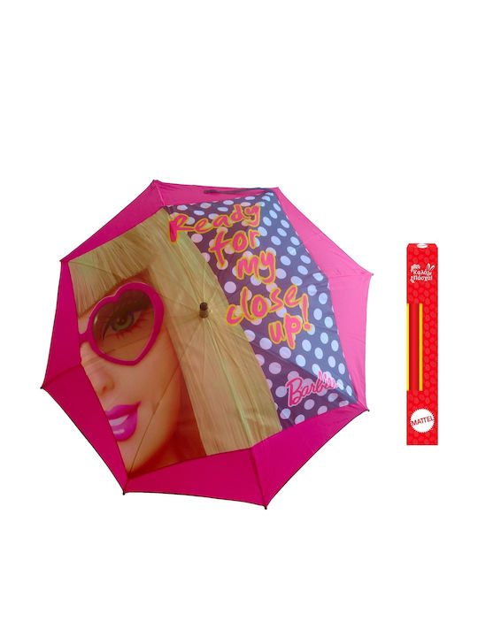 Barbie Kinderregenschirm Gebogener Handgriff Auto-Open Fuchsie 85cm