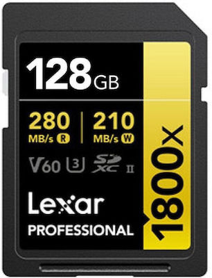 Lexar Professional 1800x SDXC 128GB Class 10 U3 V60 UHS-II with Adapter