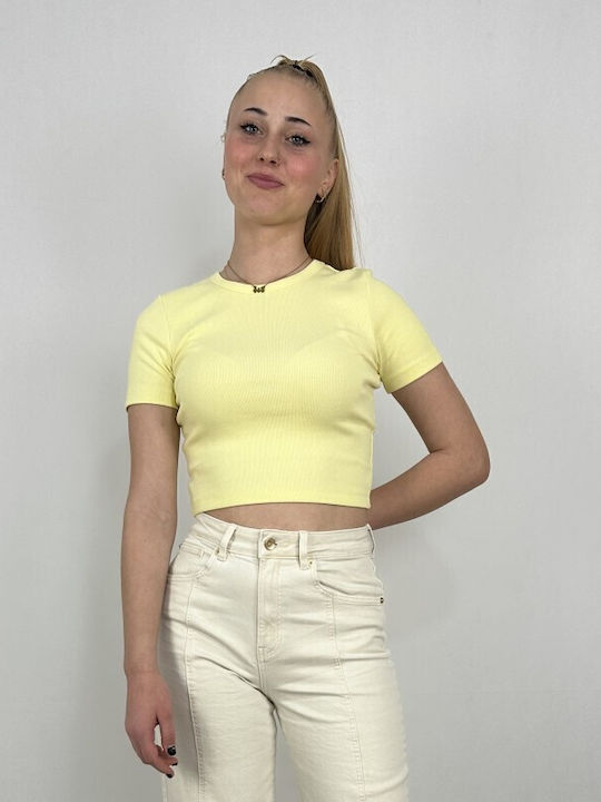Jack & Jones Women's Summer Blouse Cotton Short Sleeve Yellow