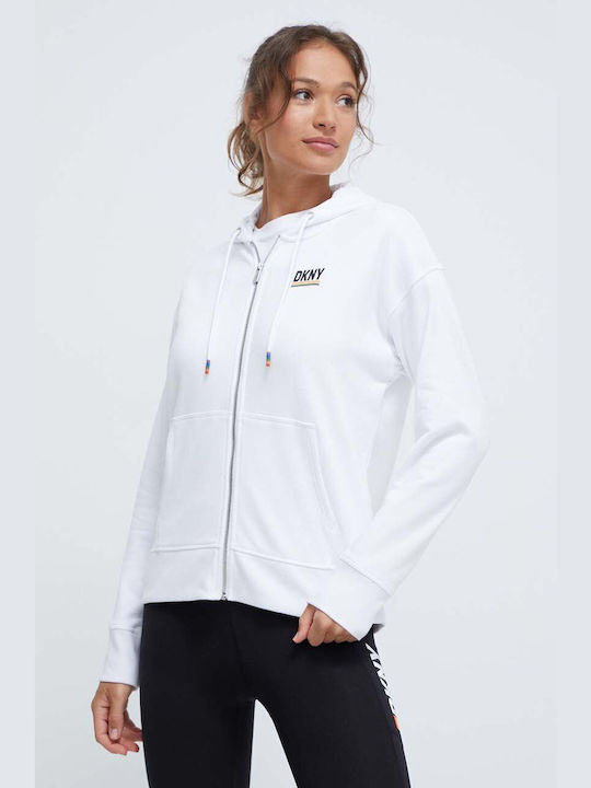 DKNY Women's Hooded Cardigan White