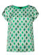 MORE & MORE Women's Summer Blouse Satin Short Sleeve Green