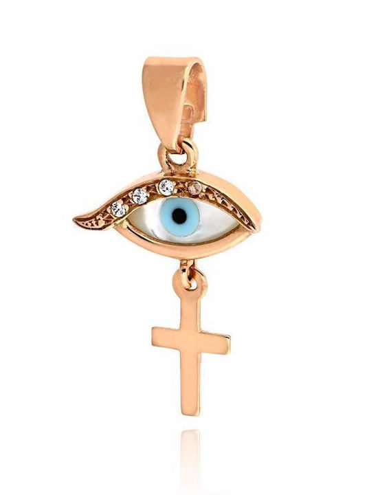 Skaras Jewels Charm Ματάκι από Ροζ Χρυσό 14Κ
