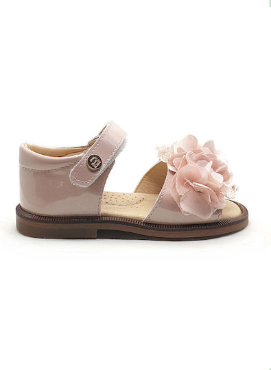 Andanines Pantofi de botez din piele roz
