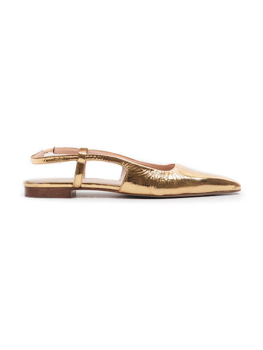 Zinda Leather Slingback Ballerinas Gold