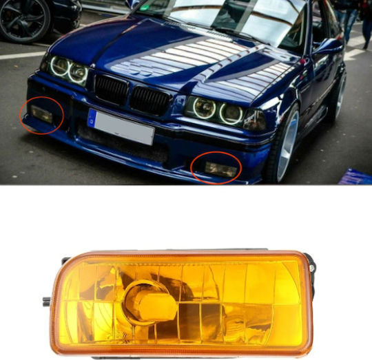 Carro Ορθογώνιος Προβολέας Αυτοκινήτου BMW Σειρά 3 / E36 με Κίτρινο Φωτισμό 1τμχ
