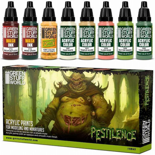 Green Stuff World Paint Set Culori Modelism în culoarea Verde 8buc