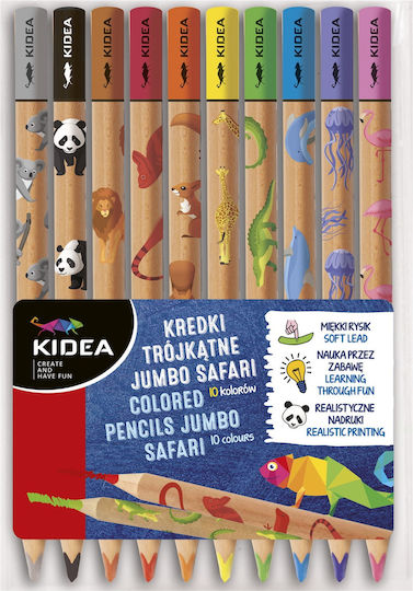 Jumbo safari triangular crayons 10 colors Kidea