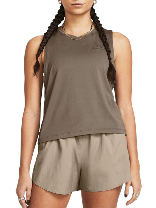 Under Armour Damen Sportliches Crop Top Ärmellos Braun