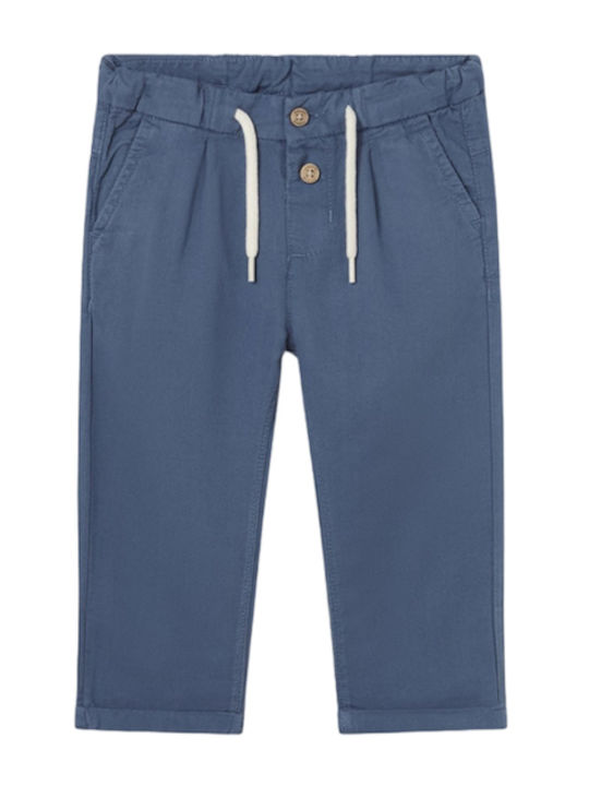 Mayoral Kids Linen Trousers Navy