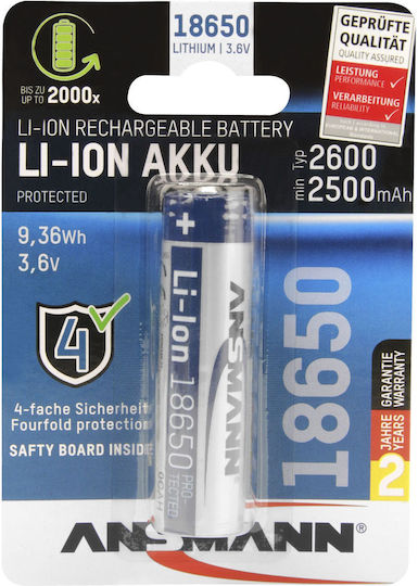Ansmann Akku Επαναφορτιζόμενη Μπαταρία 18650 Li-ion 2600mAh 3.6V 1τμχ