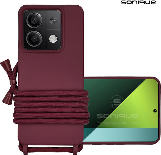 Sonique Back Cover Silicone 0.5mm with Strap Burgundy (Redmi Note 13 5G)