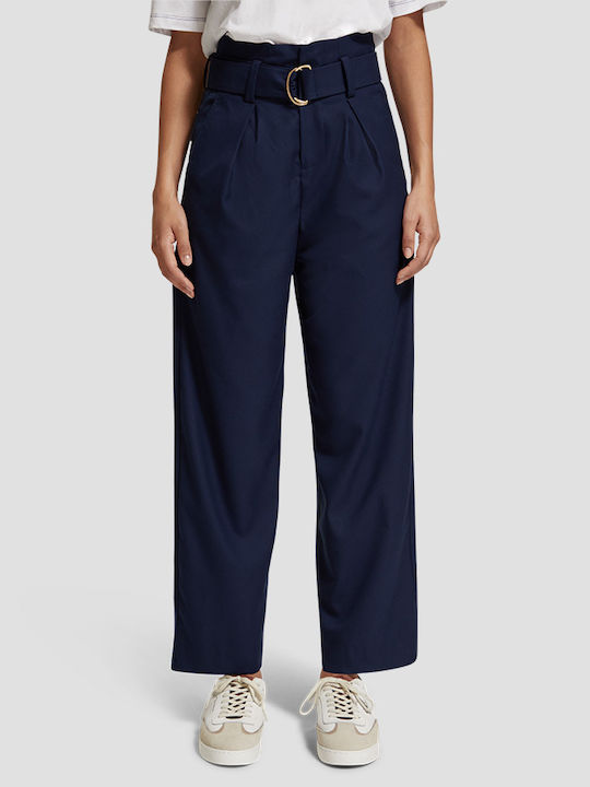 Scotch & Soda Women's High-waisted Fabric Trousers Blue