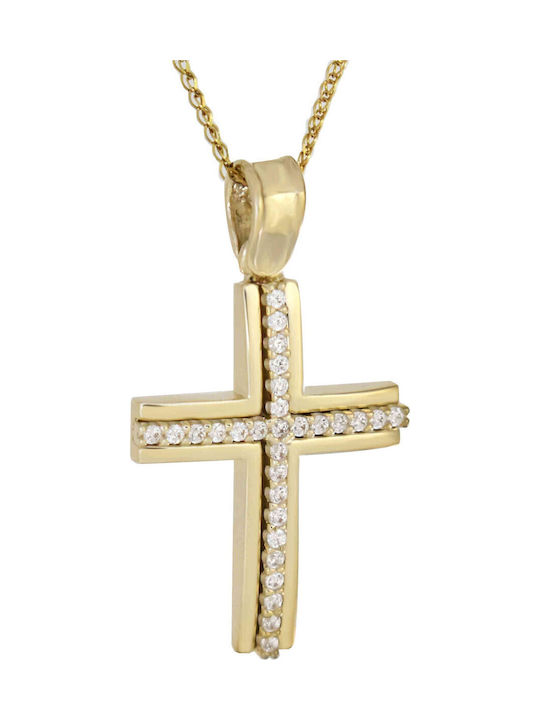 Damen Gold Kreuz 14K mit Kette