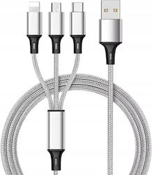 Cablu USB la Fulgerul / Tip-C / micro USB cu mai multe porturi 5A